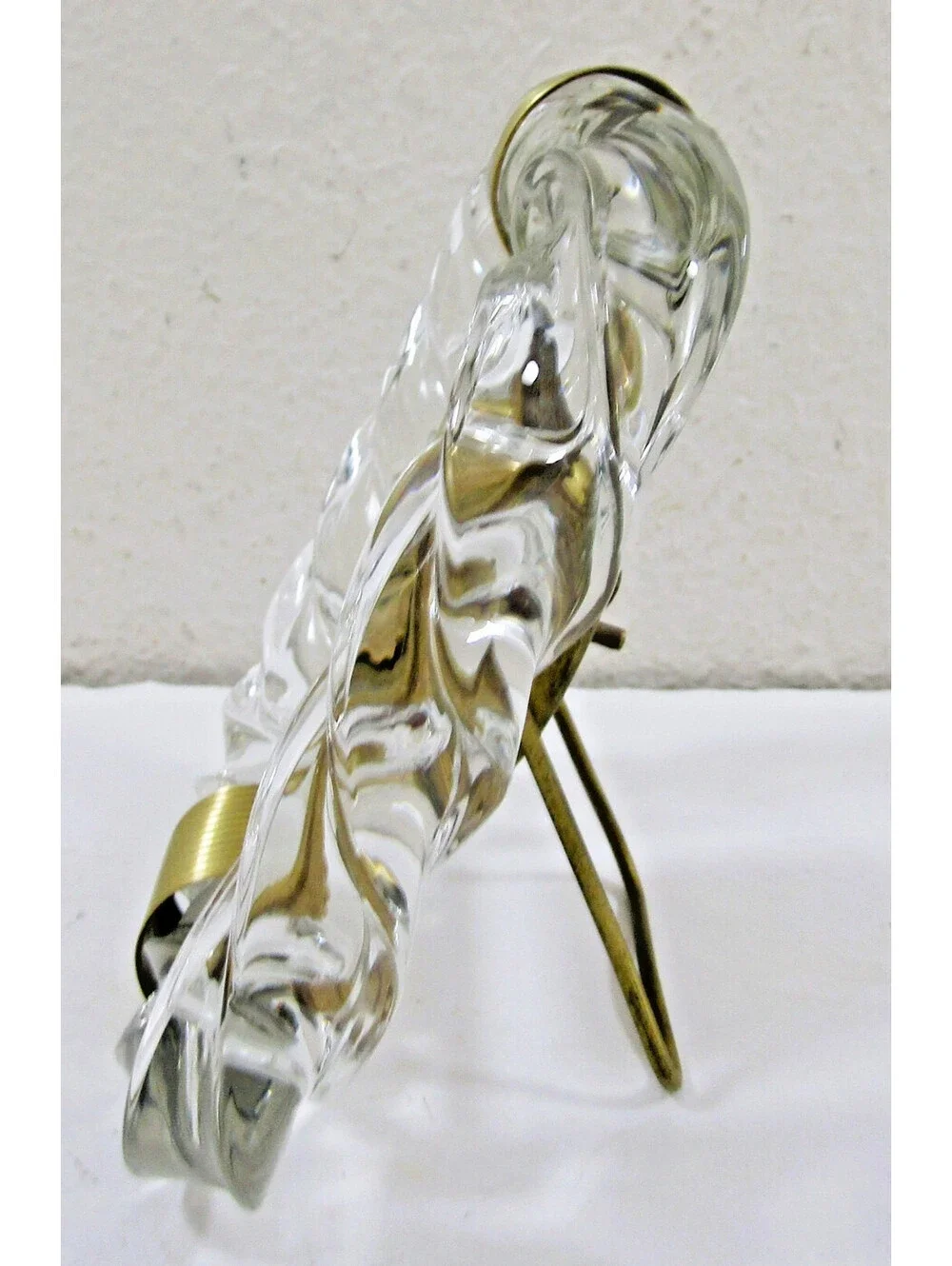 1940s New Haven Venini Twisted Glass  and Brass Desk Clock